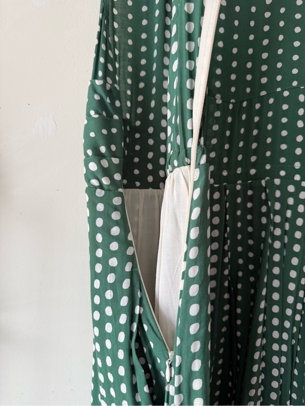 SOLD-Anthropologie 11·1·TYLHO Brynn Shirt Dress With Pockets Green Polka Dot L - Picture 10 of 11